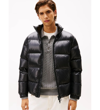 Tommy Hilfiger Bleščeča prešita jakna s črnim puhom