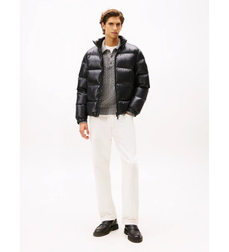 Tommy Hilfiger Bleščeča prešita jakna s črnim puhom
