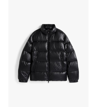 Tommy Hilfiger Bleščeča prešita jakna s črnim puhom