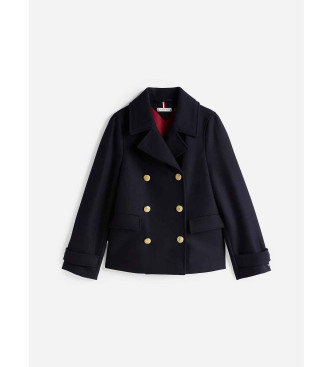 Tommy Hilfiger Dobbeltsidet bred jakke med marinebl kashmir