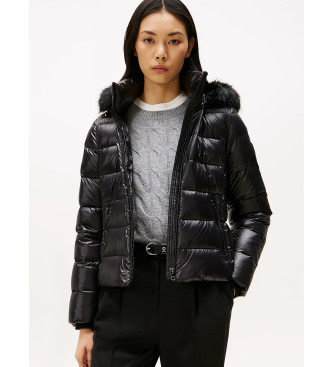 Tommy Hilfiger Glimmend jack met capuchon en zwart donsjack