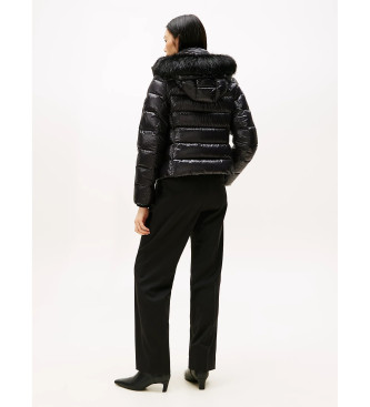 Tommy Hilfiger Glimmend jack met capuchon en zwart donsjack