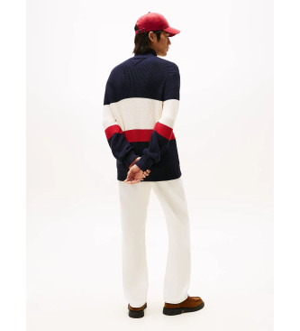 Tommy Hilfiger Blockfrgad stickad jacka med marinbl dragkedja