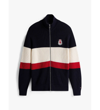 Tommy Hilfiger Blockfrgad stickad jacka med marinbl dragkedja