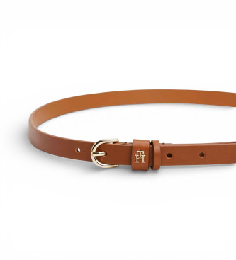 Tommy Hilfiger Essential Lederg�rtel mit braunem TH-Monogramm