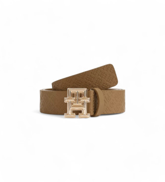 Tommy Hilfiger Leather belt TH Monogram brown