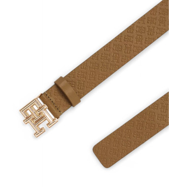 Tommy Hilfiger Leren riem TH Monogram bruin