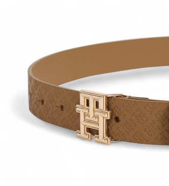 Tommy Hilfiger Leren riem TH Monogram bruin