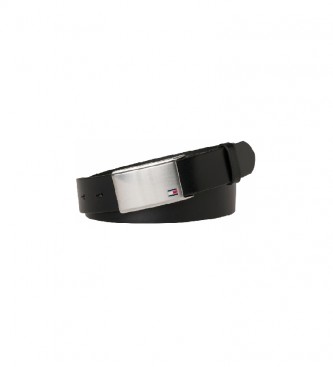 Tommy Hilfiger Plaque TH ceinture cuir -3.5cm- noir