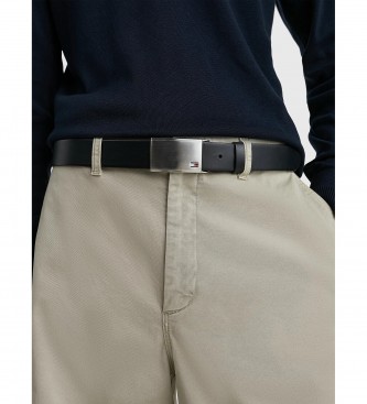 Tommy Hilfiger Plaque TH ceinture cuir -3.5cm- noir