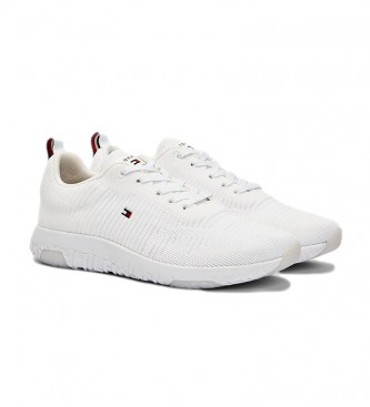 Tommy Hilfiger Sneakers Runner a coste in maglia aziendale bianco