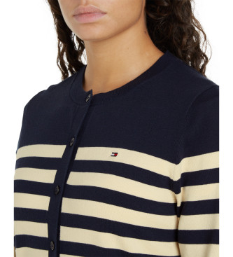 Tommy Hilfiger Stickad kofta med rund hals marinbl