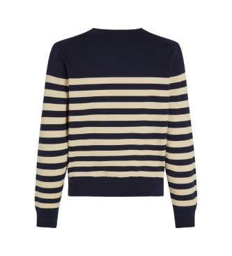 Tommy Hilfiger Stickad kofta med rund hals marinbl