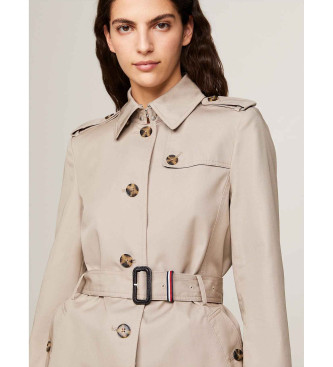 Tommy Hilfiger Gabardina De Botonadura Sencilla Beige