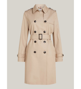 Tommy Hilfiger Beige water-repellent slim fit trench coat