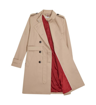 Tommy Hilfiger Beigefarbener wasserabweisender Trenchcoat in schmaler Passform