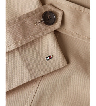 Tommy Hilfiger Beigefarbener wasserabweisender Trenchcoat in schmaler Passform