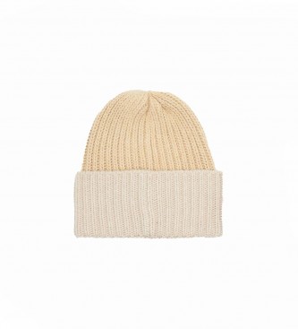 Tommy Hilfiger Chic beige monogrammed ribbed knitted hat