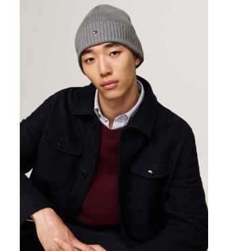 Tommy Hilfiger Grey beanie with cashmere and logo