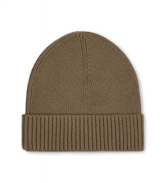 Tommy Hilfiger Green brown cashmere beanie with logo