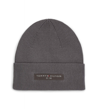 Tommy Hilfiger Gorro con parche distintivo en la vuelta gris