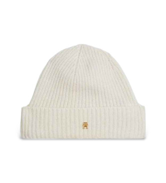 Tommy Hilfiger Gorro de malha elstica de caxemira branca