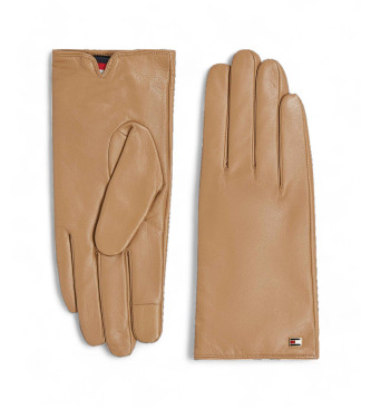 Tommy Hilfiger Leather gloves Essential brown