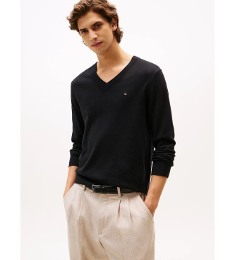 Tommy Hilfiger Maglione nero in cashmere con scollo a V