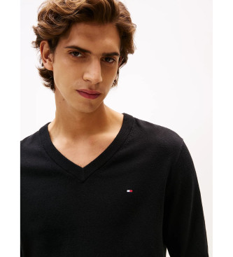 Tommy Hilfiger Maglione nero in cashmere con scollo a V