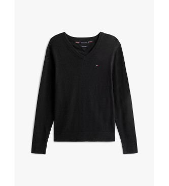Tommy Hilfiger Maglione nero in cashmere con scollo a V