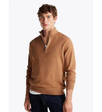 Tommy Hilfiger Maglia con collo Perkins in cashmere marrone