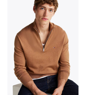 Tommy Hilfiger Maglia con collo Perkins in cashmere marrone