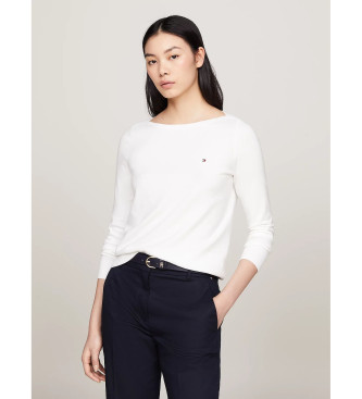 Tommy Hilfiger Camisola de malha branca com gola redonda