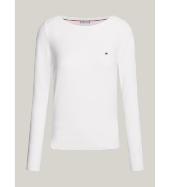 Tommy Hilfiger Pull blanc  col bateau en tricot