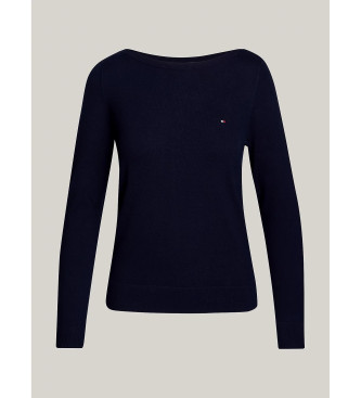 Tommy Hilfiger Gestricktes Sweatshirt mit marineblauem Rundhalsausschnitt