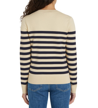 Tommy Hilfiger Gebreide Pullover Met V Hals Beige