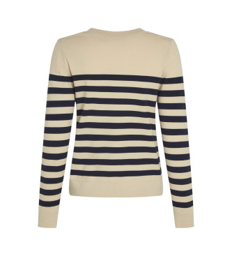 Tommy Hilfiger Gebreide Pullover Met V Hals Beige