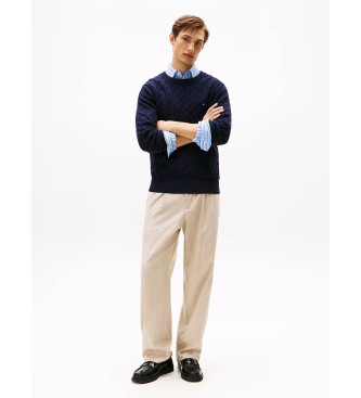 Tommy Hilfiger Pull en maille avec logo brod marine