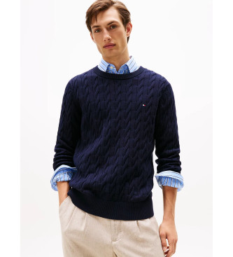 Tommy Hilfiger Marinbl fltad stickad trja