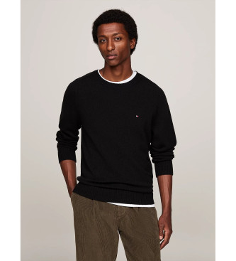 Tommy Hilfiger Pure wool jumper with round neck, black