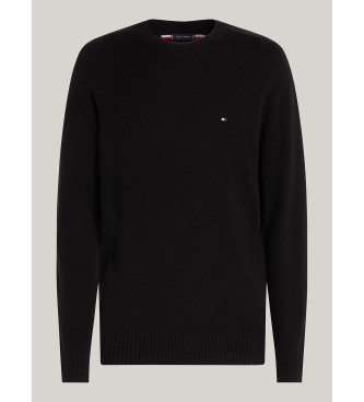 Tommy Hilfiger Pure wool jumper with round neck, black