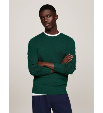 Tommy Hilfiger Pullover i ren uld med grn rund krave