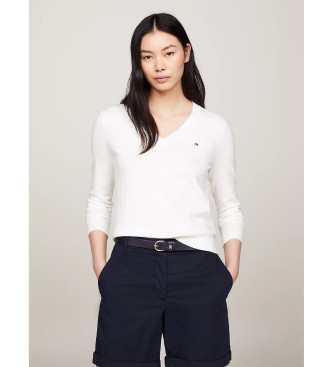 Tommy Hilfiger Pull  col en V Heritage blanc