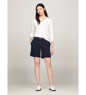 Tommy Hilfiger Pull  col en V Heritage blanc