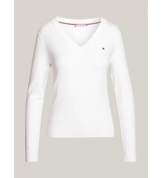 Tommy Hilfiger Maglione Heritage bianco con scollo a V