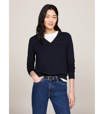 Tommy Hilfiger Pull Heritage  col en V, bleu marine