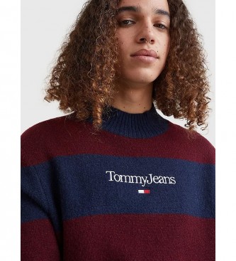 Tommy Jeans Rlxd Serif Stripe maroon, navy jumper
