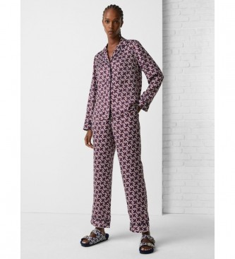 Tommy Hilfiger Monograma pijama marinha, borgonha