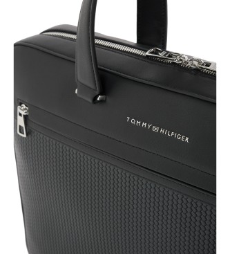 Tommy Hilfiger Teczka na laptopa z paskiem na ramię i logo, czarna