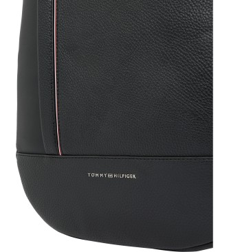 Tommy Hilfiger Rygsk med metallisk logo og sort kornfinish